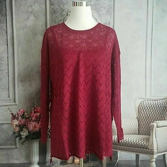 new Directions Mixed Stitch Long Sleeve Pullover Knit Sweater Plus Size XL / 0X - Picture 3 of 8